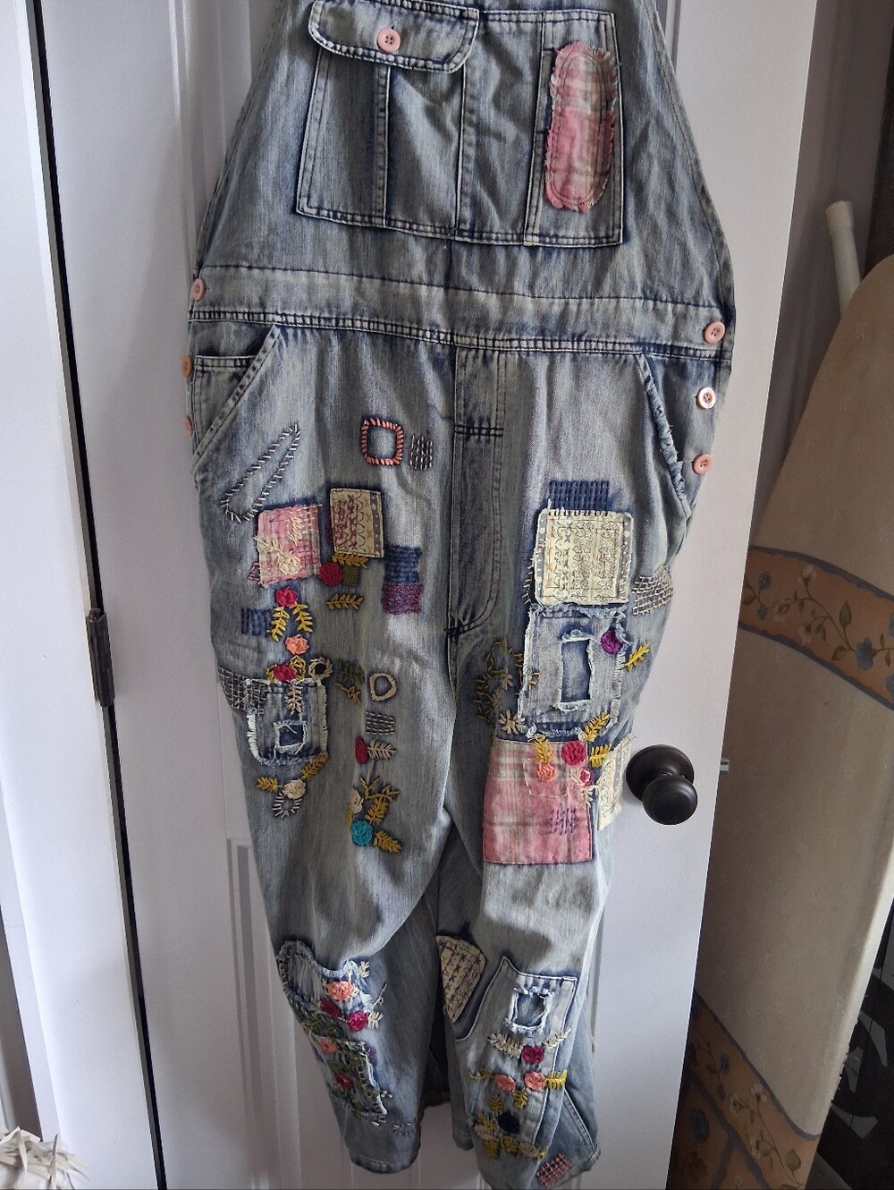 Embellished Light Blue Denim Women's Jeans Overalls